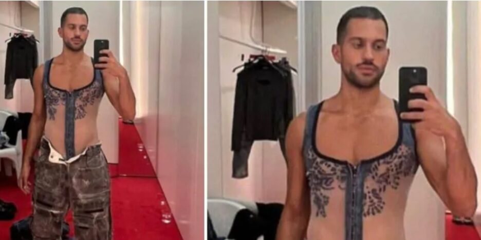 Mamhood lancia la nuova moda: ‘il corsetto’ da uomo. E lo scatto diventa virale