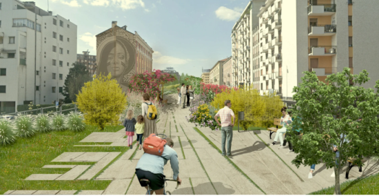 Milano – Il nuovo Cavalcavia Corvetto, più verde, pedonalizzato e con strutture sportive. Il progetto vince il 1° premio