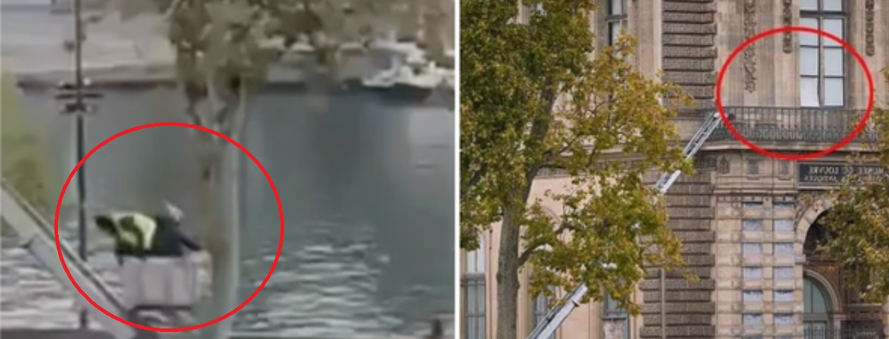 Nuove immagini del clamoroso furto al Louvre – I ladri si calano dalla finestra e fuggono