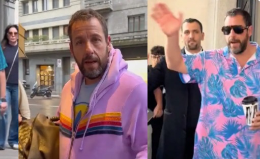 Sorpresa a Milano –  La star di Hollywood  Adam Sandler passeggia nelle vie del Quadrilatero. Autografi e saluti ai passanti